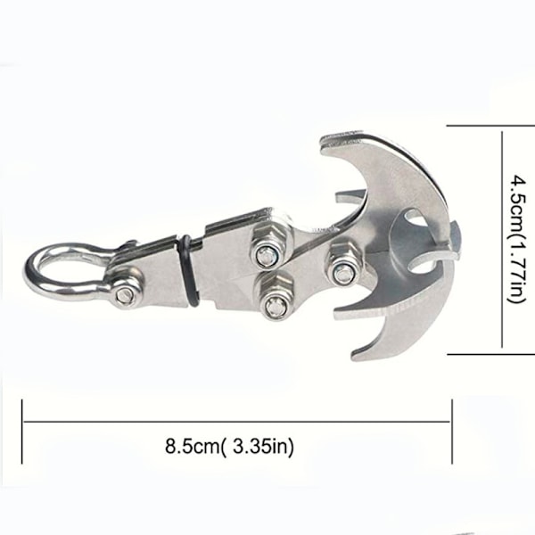Gravity Hook, Klatrehook, Rustfrit Stål, Sammenklappelig Klo, Nød