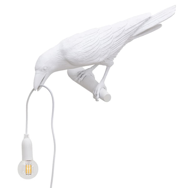 Seletti Bird Modern Italiensk Vägglampa Svart Vit Resin Belysning white right