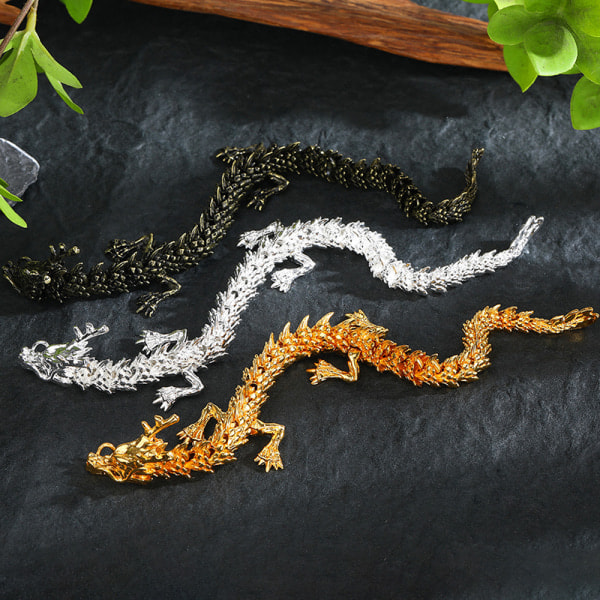 3D Dragon Staty Ornament Moveable Body s Exhibition Hall Advan Silver S