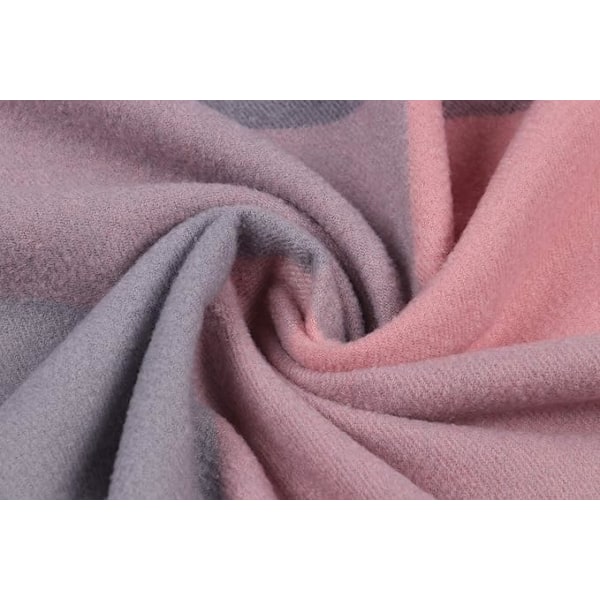 1 st Mjuk Kashmirullscarf för Dam Stor Pashmina Sjal och Omlott Varm Filt för Stol Grey&pink