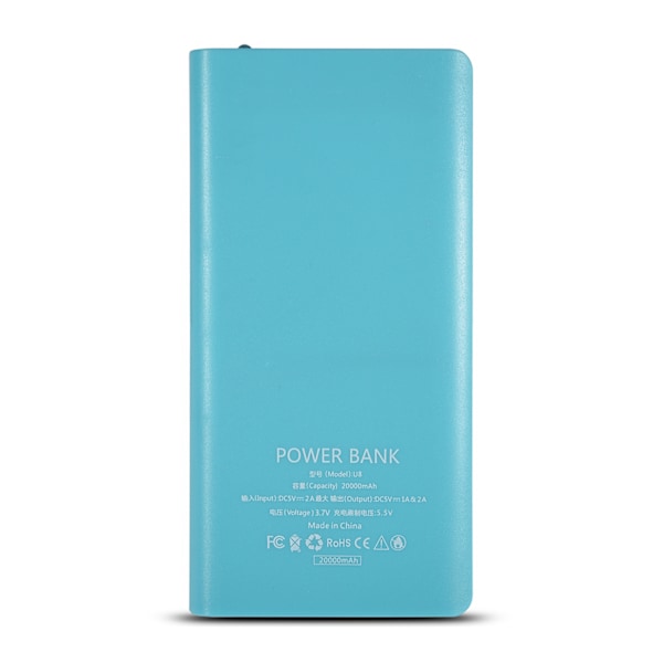 20000mAh 8 x 18650 Paristot Power Bank Kit Kotelo Kuori Kaksois-USB Type C + Micro USB Portti Sininen