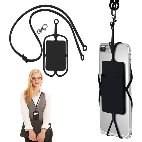 Telefonsele med klips Silikon Telefonhalsbånd med ID og Kredittkortlomme Etuiholder Kompatibel[GKS]