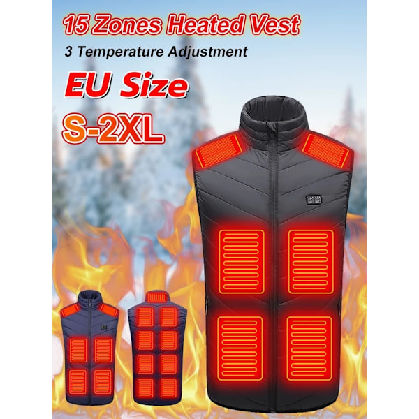 USB-oppvarmet vest for vinterkomfort Svart Black m