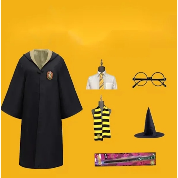 Mub - Uusi Harry Potter Cosplay-asu Hufflepuff-viitta Halloween-juhliin 7 osaa Hufflepuff 7sets S