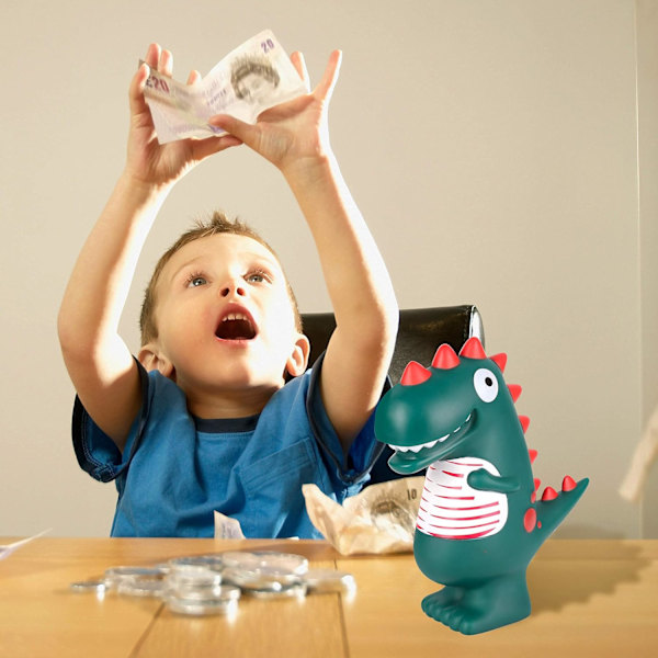 Spargris för barn Original Dinosaurie Sparbössa för flicka och pojke Dekorativ design för sovrummet, Baby Spargris Gåva att ge (grön) Sunmostar