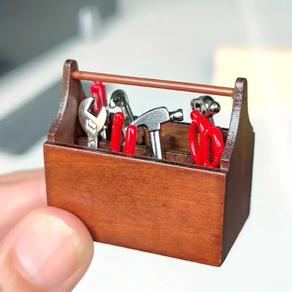 8 kpl, Mini työkalupakki korjaustyökaluilla - 1:12 Pienoisfiguurit DIY-askarteluun [GKS]