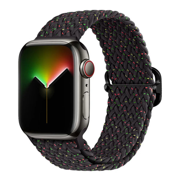 Flätad ögla för Apple Watch Rem 44mm 40mm 45mm 41mm 42mm 38mm 49mm Elastiskt Solo armband iWatch series 9 se 7 5 6 Ultra2 Band 3.Black Unity 3. Black Unity 42mm 44mm 45mm 49mm