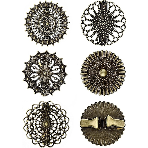 5 stilar vintage koftklämmor, koftklämmor, klänningsklämma set, runda vintage blommiga koftklämmor, krage halsduk vintage kragstängning