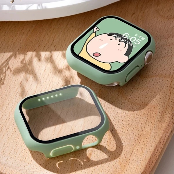 Herdet glass + deksel for Apple Watch-etui Tilbehør 45 mm 41 mm 42 mm 38 mm PC-deksel iWatch 6 5 4 se 44 mm 40 mm Mint Mint 1 Series 123 42MM