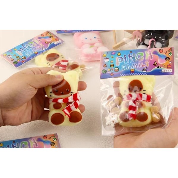 1 st. Mjuk Katt Squeeze Leksak, Mjuk Katt Kawaii Klibbiga Squishies Stressavlastande Squishies för Barnfest Favoriter, Squeeze Familj Mjuk Leksaker