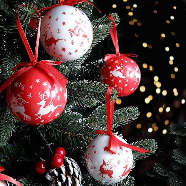 6 stk. Juletræ Hængende Kugle Ornament Dekorationer Gave Nytår Navidad Eazy Hang Ball Bauble DIY Julefest Jul L15-7