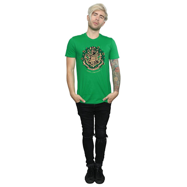 Harry Potter Herr Jul T-shirt i Bomull med Krans M Irländsk Grön Irish Green M