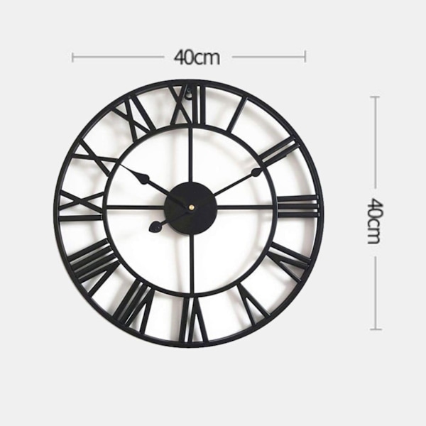 40 cm Analog Væg Ur (Antik Guld) Sort Retro Metal Ur Lydløs