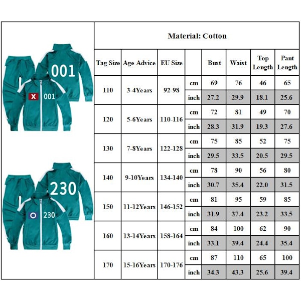 Squid Game Sæson 2 - Jakke og Bukser Outfit til Børn Overlevelses Spil Gave #120 #120 #120 120cm