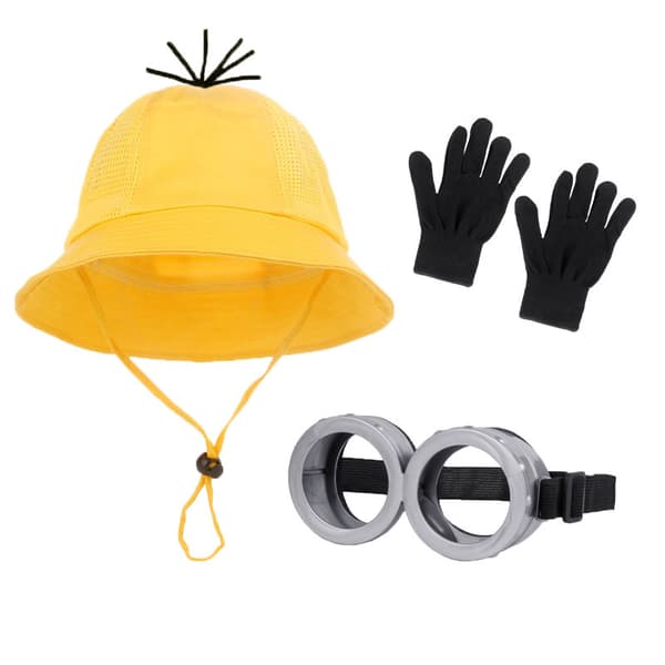 Gul hat forældre-barn bøllehat kostume, hat rekvisitter, forår/sommer solhat, Halloween performance hat til børn three-piece set grown ups