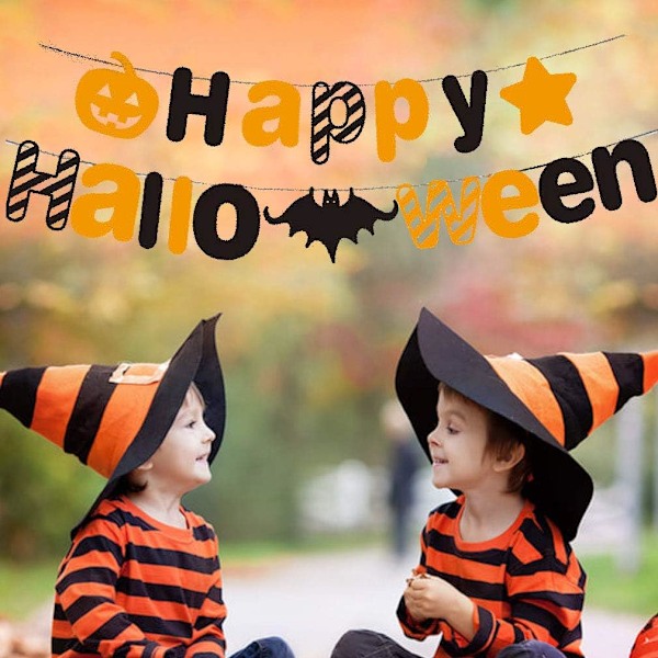 Glad Halloween-banner | Vimpel til familiens Halloween-fest