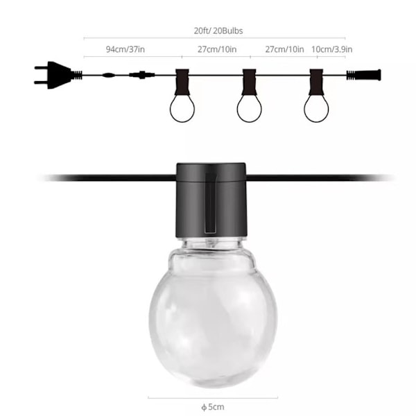 Jul LED-ljuskula utomhus camping atmosfär lampa boll lampa stri