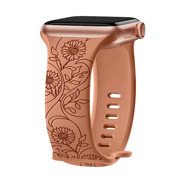 Rem til Apple Watch Band 44 mm 42 mm 41 mm 40 mm 45 mm 49 mm 44 mm Blomstergraveret armbånd correa iwatch series 9 7 SE 6 8 Ultra 2 Solsikke Brun Sunflower Brown 38mm-40mm-41mm