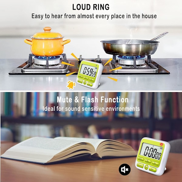 Digital Kökstimer med Tyst/Hög Larmknapp På/Av-knapp,
