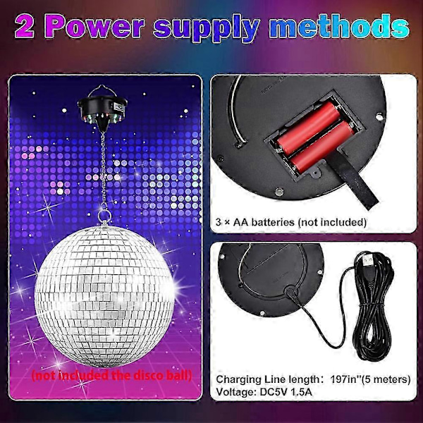Roterende Discokule Motorlys med Fjernkontroll, 18 LED for 12 16 20 24 Tommers Speilkule Rotator (Ikke Inkludert)