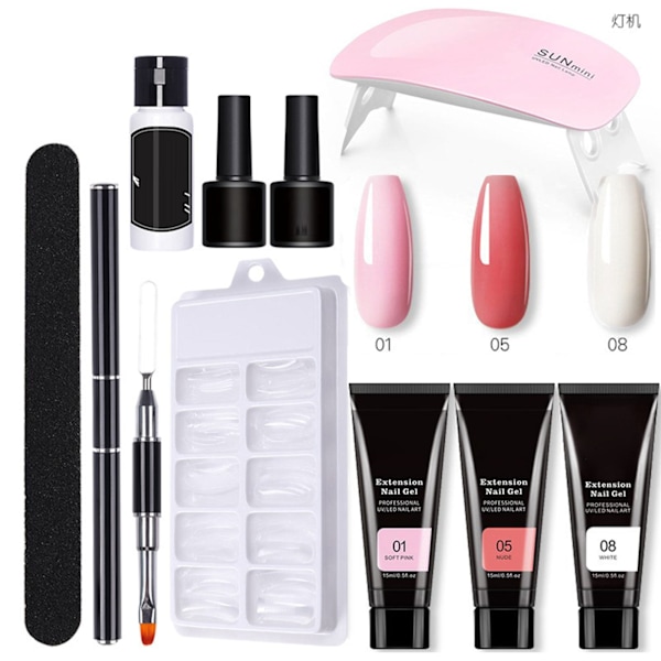 11 kpl Kynsienpidennysliimasetti DIY 15ml 3 Väriä Kynsiviila Harja Työkalusarja Koti Salonkiin