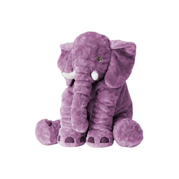 Elefant Stor Plysch Jumbo Grå Mjuk Fylld Djur Kudde Plysch Purple