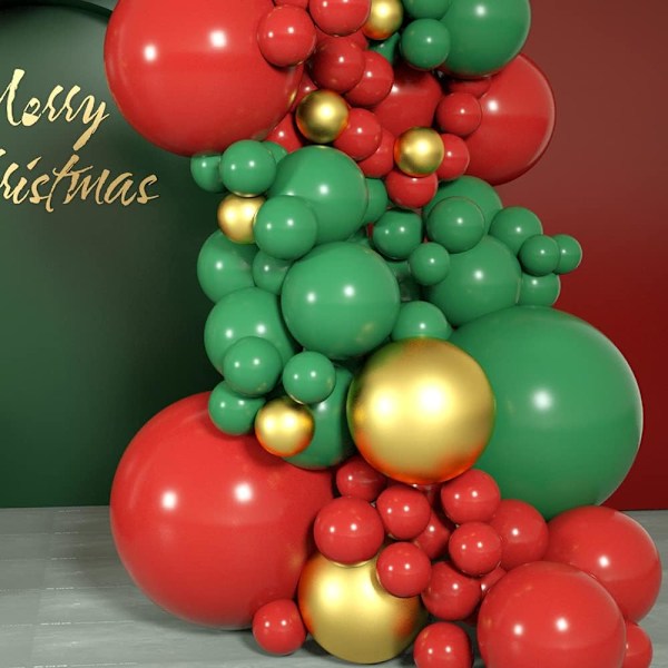 Juleballoner Garland Arch Kit Træ 200PCS Rød Grøn Metallic Gylden Hvid Latex Ballon til X-Mas Festival Fødselsdag Forretningsfest Dekorationer