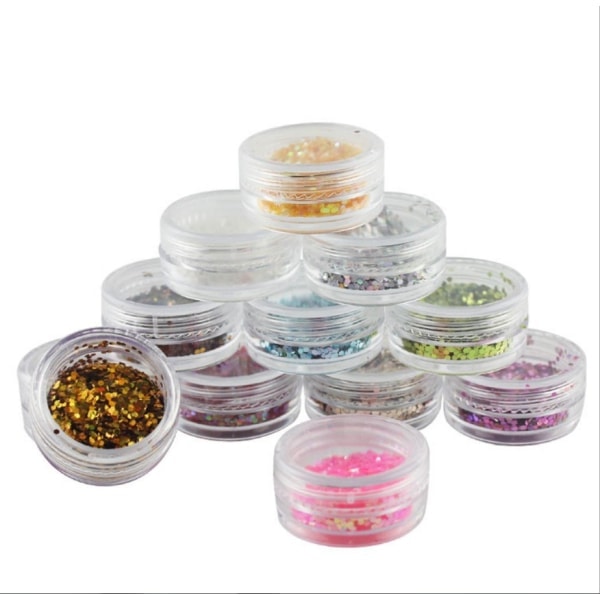 Kroppsglitter, Ansiktsglitter, Festivalglitter, Hårglitter, Neglelakkglitter, Neglekunstsett, Kosmetisk glitter 12 stk