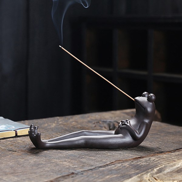 Rökelse brännare Groda Skulptur Rökelse Stick Hållare Figurine Yog