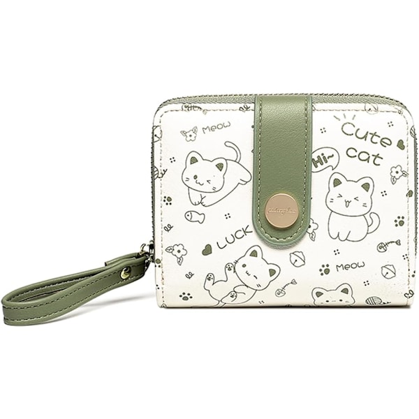Fashionabla Plånböcker för Barn med Kawaii Katt-tryck och Yttre Dragkedjeficka
