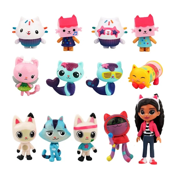 Gabby's Dollhouse, Deluxe figur sæt med 7 legetøjsfigurer og overraskelsestilbehør, legetøj til børn fra 3 år Black