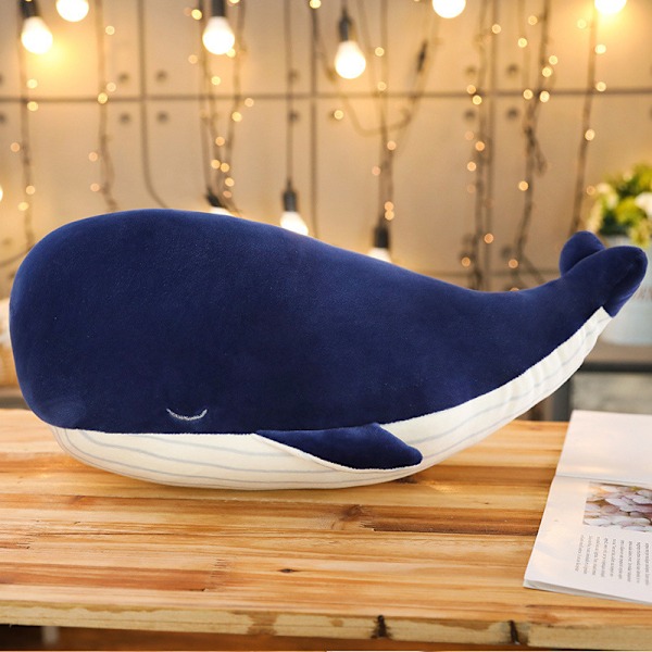 MUPI Val Gosedjur Plyschkudde 4 Storlekar Söt Mjuk Bomull Plyschkuddar Kawaii Blå Val Leksak Presenter Pojkar Flickor (Blå, 45 cm) 45cm