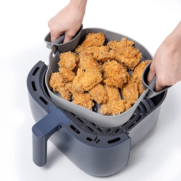 Airfryer Silikonimuotti Elintarviketurvallinen Uudelleenkäytettävä Lämmönkestävä Uunitarvike Harmaa Gr Grey Round 19cm X Style