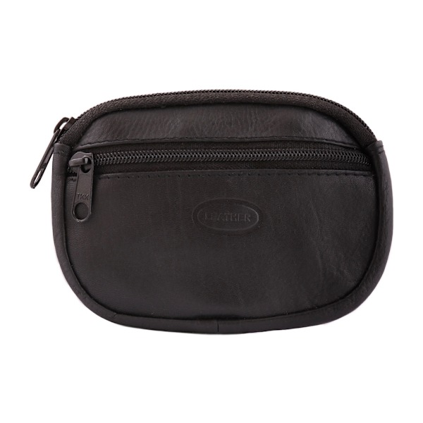 Pyöreä kolikkokukkaro nahkaa Musta Black one size