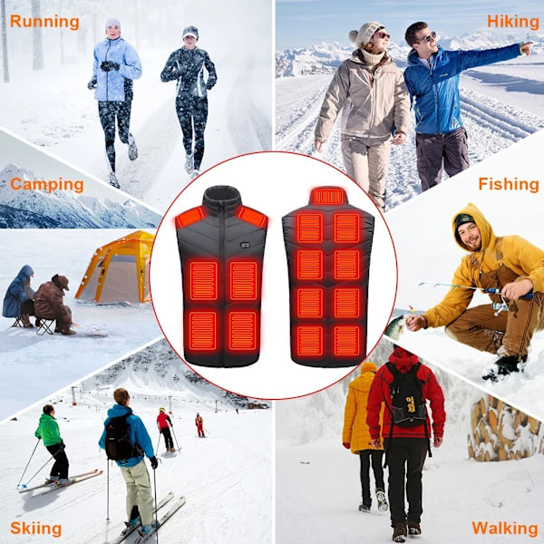 USB-oppvarmet vest for vinterkomfort Svart Black m
