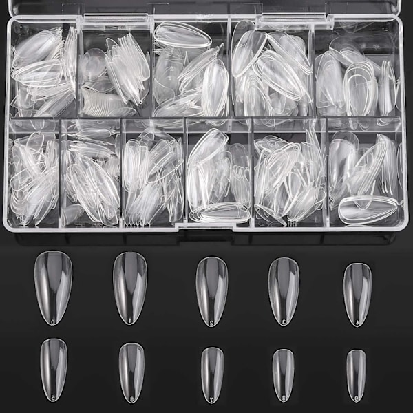 Nail Tips 500pcs Clear Acrylic Medium Nail Covers with