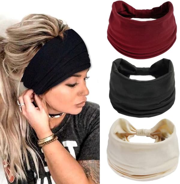 3-pack bohemiska knutna yogapannband i enfärgad elastisk stil