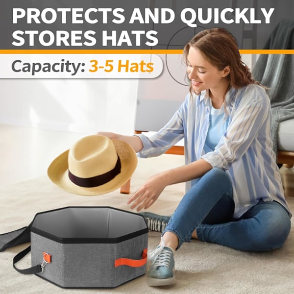 Stor hopfällbar hattask för cowboyhattar - Unisex hattförvaringsväska och organizer