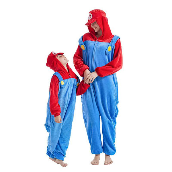 Tegneserie dyr onesie nattkjole Super Mary Pyjamas rød red XL