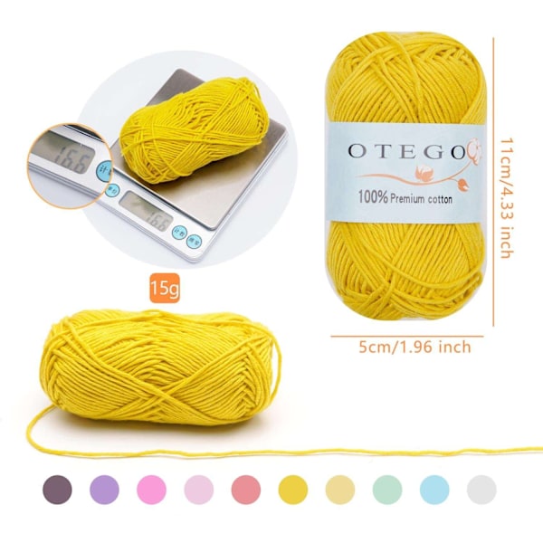 10-pack Bomullsgarn, Bomullsvirkning, Virkningsgarn 49m/rulle multicolor Multicolor