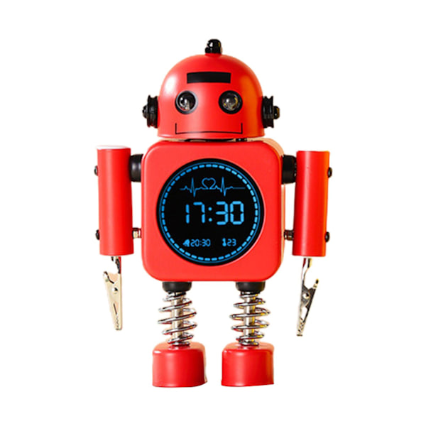 Robot Smart Digital Väckarklocka med Snooze-funktion, Temperaturvisning för Flickor och Pojkar, Sovrum, Tidsklocka db Red
