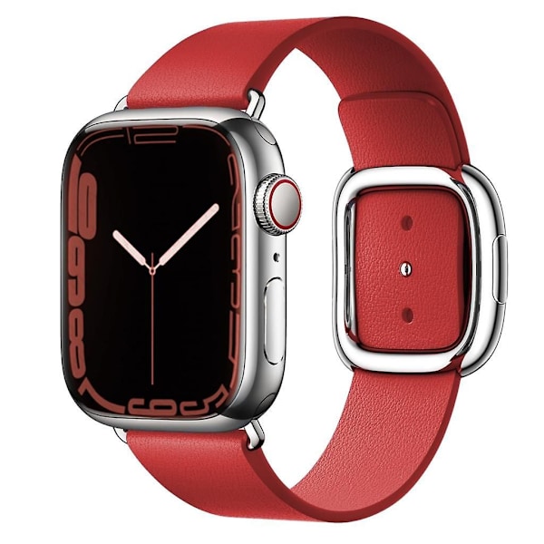 Moderni solki Apple Watch -rannekkeeseen 45mm 41mm 44mm/40mm 38 42mm 49mm Correa Nahkaranneke Iwatch Series 3 6 Se 7 8 Ultra 40mm 38mm 41mm 40mm 38mm 41mm Ruby