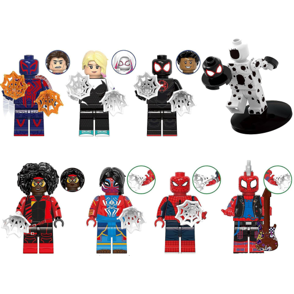 8 delar/ set Marvel Spider-man Miles Gwen-serien Minifigur byggstenar Actionfigurer Leksaker Present till Barn