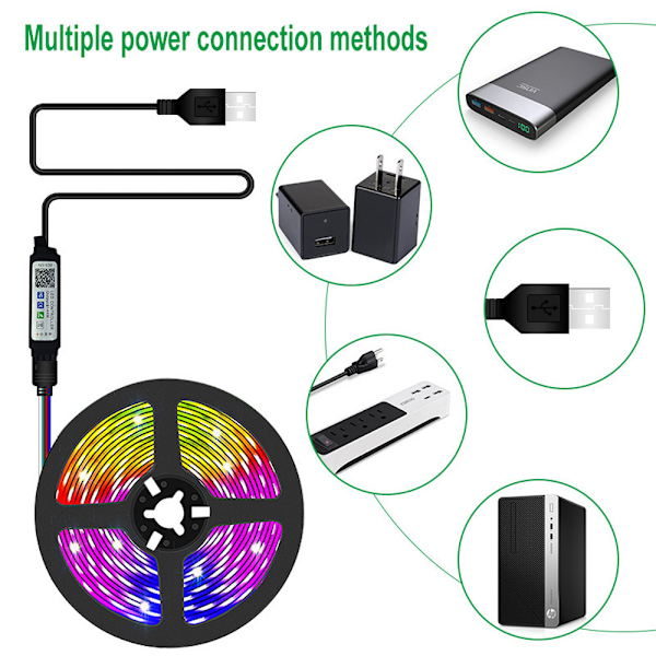 LED-strip på rulle 15m Ultralång Musiksynkronisering, Appstyrning med Fjärrkontroll, RGB-tejp för Sovrum [Energiklass A++]