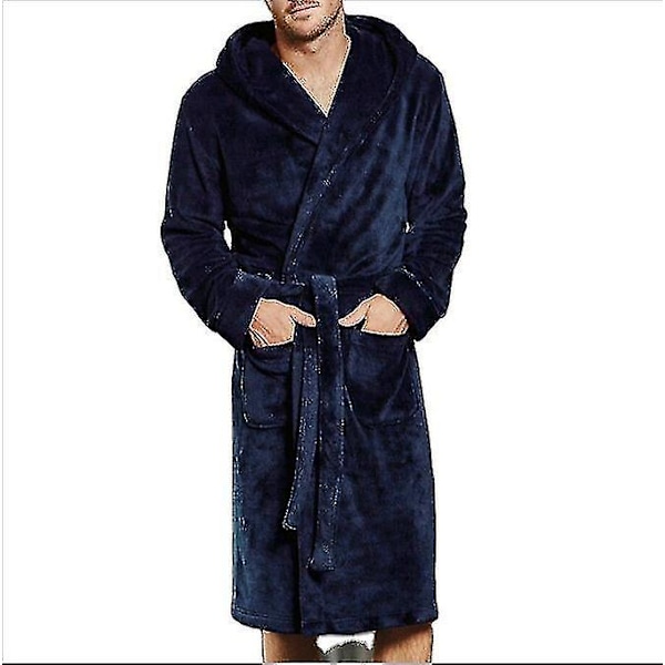 Snuggaroo Miesten Pehmeä Fleece Pitkähihainen Hupullinen Oloasu Kylpytakki Pukukangas sininen blue XXXXL