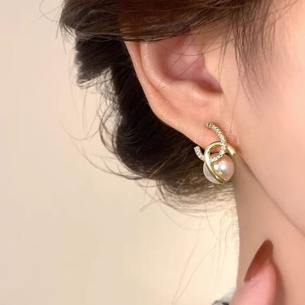Bogstav Øreringe Diamant Perle Øreringe Cc Klassiske Øreringe Gaver Style 3