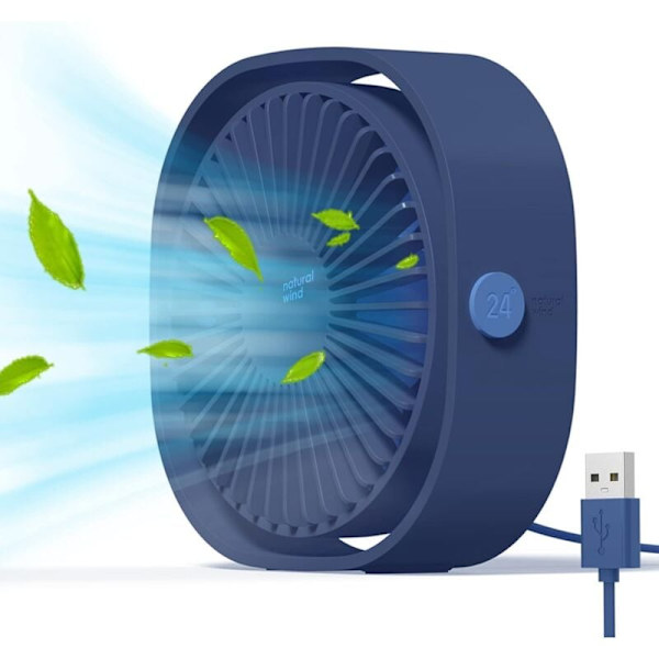 USB-tuuletin, kannettava minituuletin, hiljainen tuuletin, pöytätuuletin, 3 nopeutta, säädettävä, USB-virta, kotiin ja toimistoon (sininen)