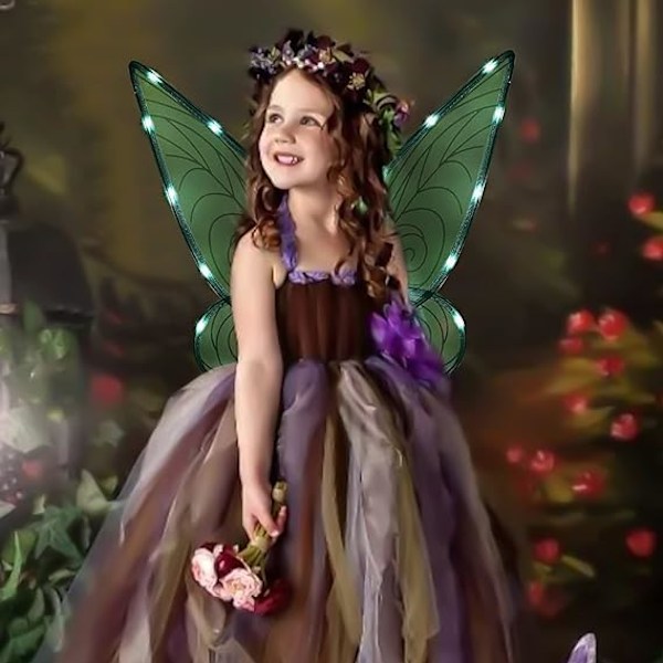 Glitter Fe Vinger til Voksne, LED Hårbøjler og Tryllestave til Børnefester Dragonfly green Dragonfly green