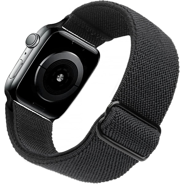 Elastisk klokke kompatibel med Apple Watch-reim 41mm 40mm 38mm Komfortabel justerbar sportsreim for kvinner menn - Svart