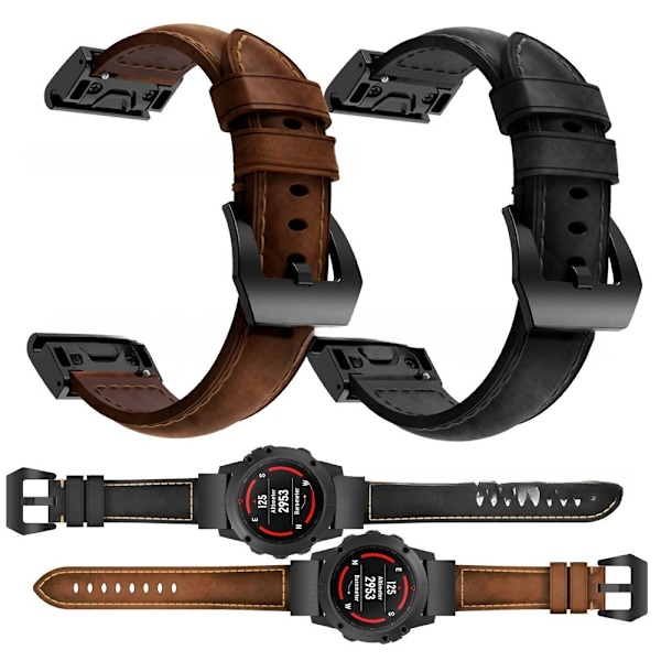 Armband läder Garmin fenix 7/6/5 fenix 7x/6x/7s/6s 22mm brown (fenix5/6/7) 22mm brown (fenix5/6/7)